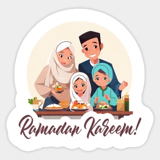 Ramadan Family Dinner Cartoon Sticker